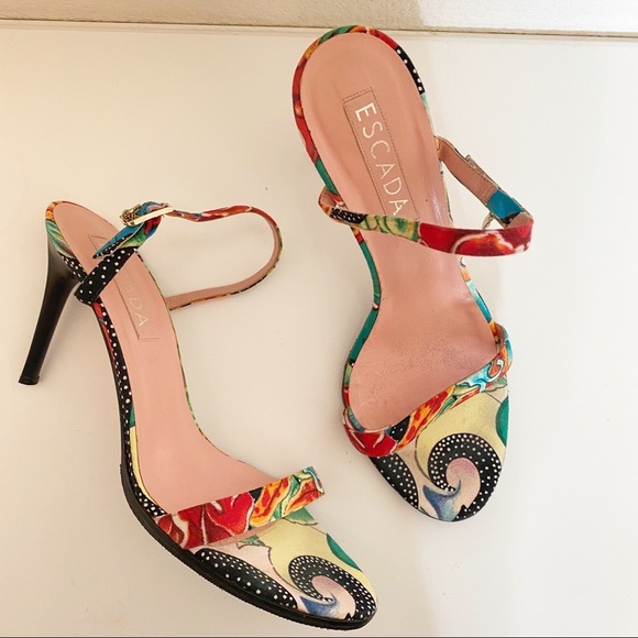 ESCADA- Colorful Strappy Heels Size 39/ US 9 - Picture 2 of 9